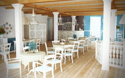 Interior de cafetería de estilo provenzal
