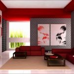 Sofá en una sala gris-roja