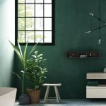 Minimalismo baño verde