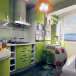 Cocina en Jruschov con balcón