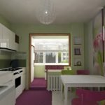 Cocina en Jruschov combinada con un balcón