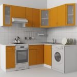 Rincón de cocina naranja