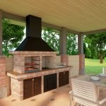 Barbacoa con mirador de ladrillos.