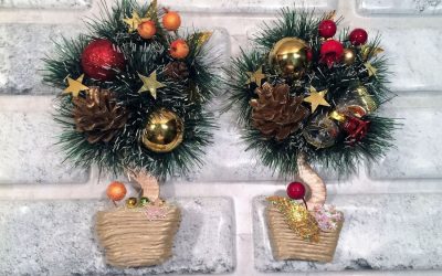 Topiario de año nuevo de bricolaje: decorar una casa para las vacaciones