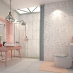 Flujo de luz en una bañera rosa