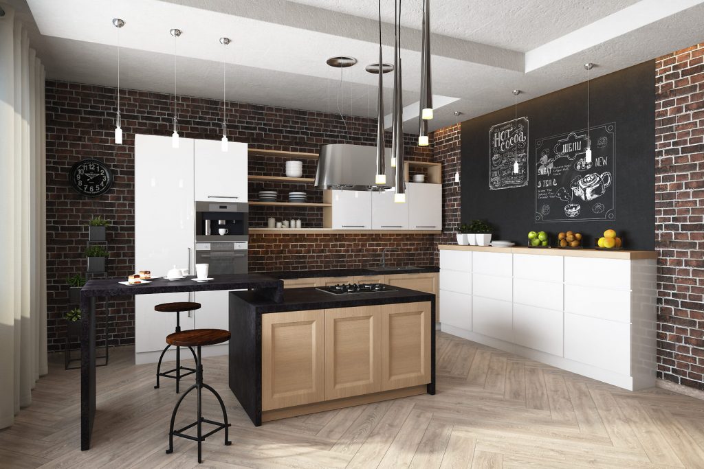 Islote en la cocina estilo loft