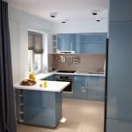 Muebles azules en la cocina