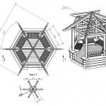 Dibujo de cenador hexagonal