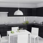 Cocina negra muebles blancos