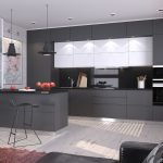 Diseño de cocina en blanco y negro.