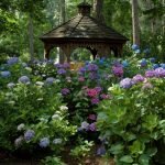 hortensia de hojas grandes en el paisaje