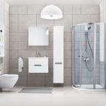 Armarios de pared en el baño.