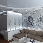 Papel pintado en la sala de estar-dormitorio