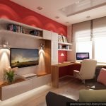 Dormitorio y estudio en una habitación.