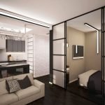 Salón-dormitorio de estilo moderno.