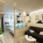 Dormitorio-sala de estilo escandinavo