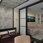 Dormitorio-sala de estar en una habitación