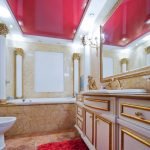 Techo suspendido rojo en el baño
