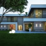 Casa de dos pisos con techo plano