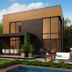 Casa de techo plano de alta tecnología