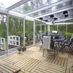 Veranda con techo transparente