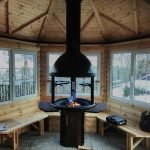 Una estufa en un cenador de invierno