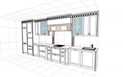 Dibujo de la cocina con las dimensiones de todos los armarios: diseño propio