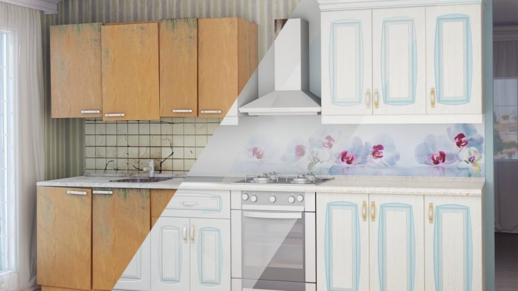 Virtuve pirms un pēc krāsošanas