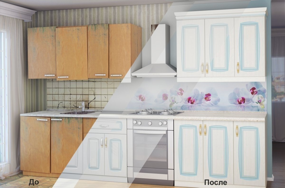 Køkken før og efter maleri