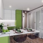 Interior de cocina en color pistacho.