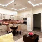 Ideas para combinar una cocina y una sala de estar.