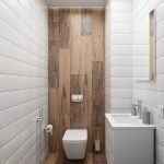 La combinación de madera y azulejos en el interior.
