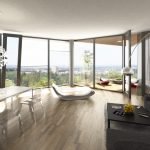 Habitación con ventanas panorámicas.