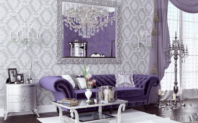 Decoración interior en color lila.
