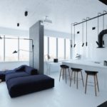 Partición entre la sala y la cocina.