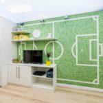 Motivos de fútbol en el interior.
