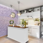 Cocina con mesa de isla